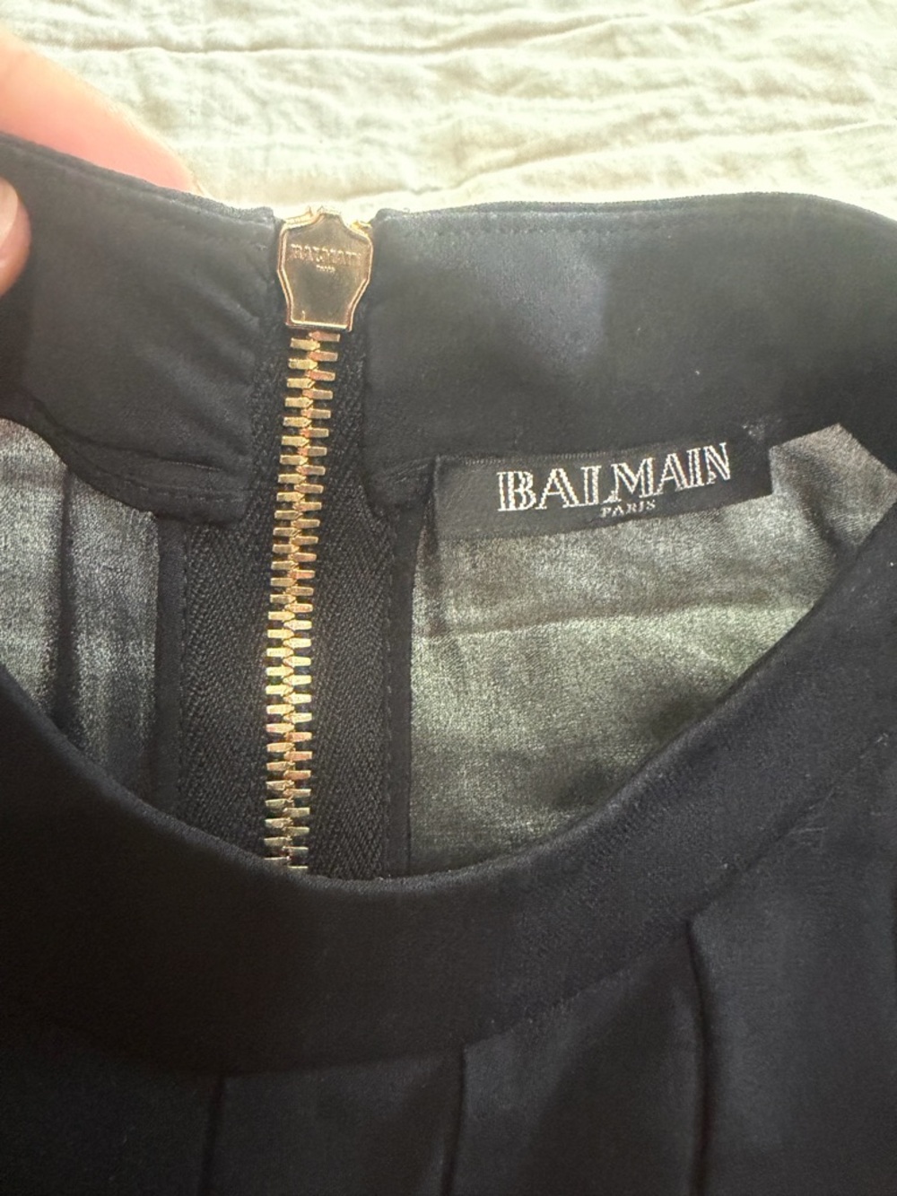 BALMAIN PARIS 100%  black silk dress size Small